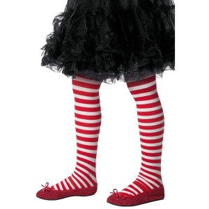 Striped Tights Childs Red White