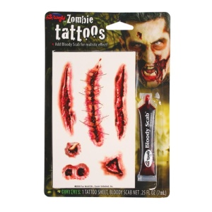 Tatuaggi zombie con crosta insanguinata - Carnivalstore.de