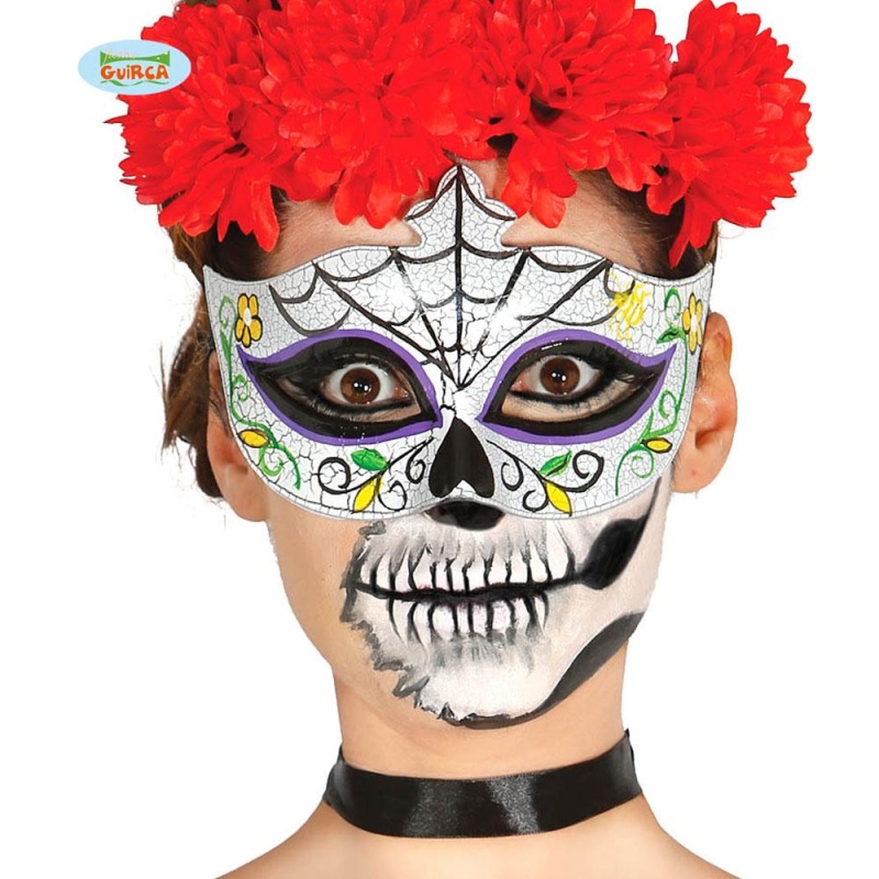 Gesichtsmaske Tag der Toten Mann | Halloween Zombie Male Day of the Dead Eyemask - carnivalstore.de