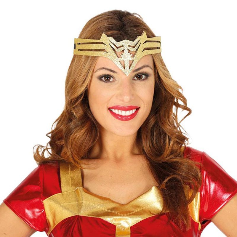 Diadema Supereroina, Goldfarben | Head Bandeau Superheroine - carnivalstore.de