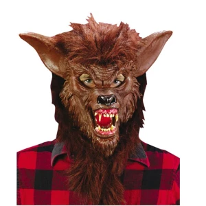 Maschera da lupo mannaro marrone con denti - Carnivalstore.de