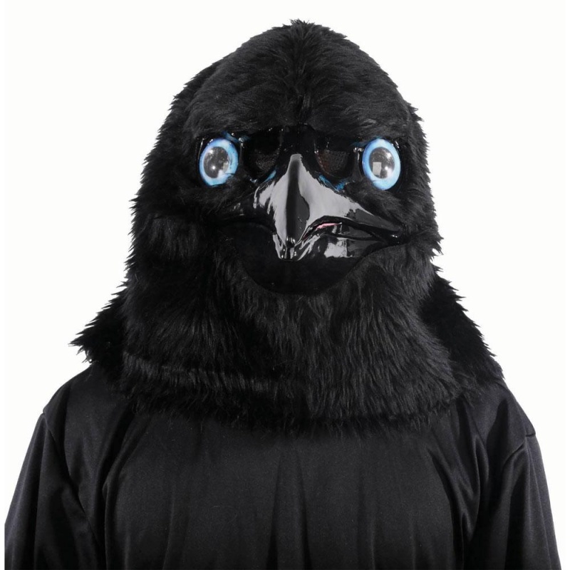 Rabe Maske mit sich bewegendem Kiefer - Halloween Maske Erwachsene | Raven Moving Jaw Mask - Adult Size Accessory - carnivalstore.de