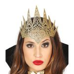 Goldenes Diadeem Tiara Krone für Damen | Dames Gouden Wicked Queen Tiara Crown - carnavalstore.de