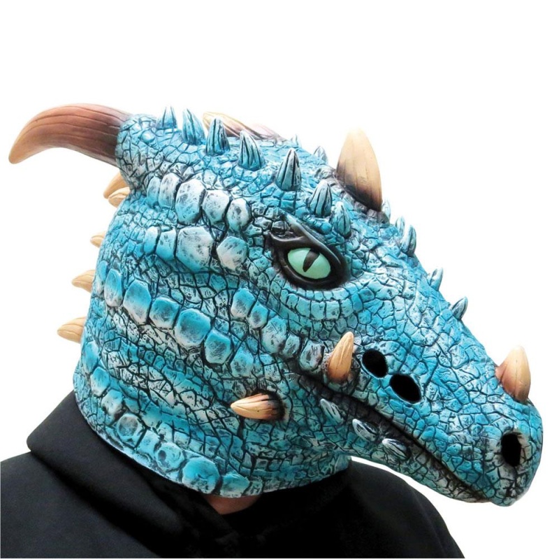 Dragon de glace (Blau) Erwachsenen Kostüm Maske | Masque de Déguisement Dragon de Glace (Bleu) - carnivalstore.de