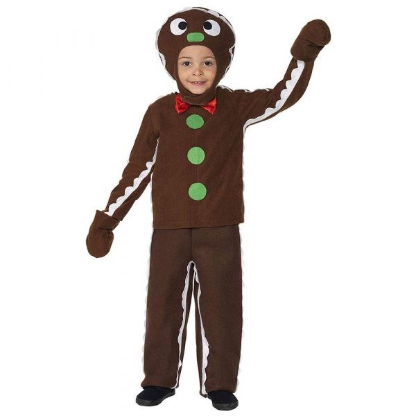 Kinder Jungen Lebkuchenmann Kostüm | Little Gingerbread Man Costume Brown With Top - carnivalstore.de