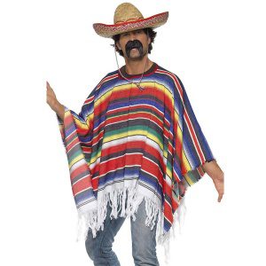 Poncho Mehrfarbig, Tamanho Único | Poncho multicolorido - carnavalstore.de