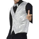 Herren Pailletten Weste Silber | Sequin vest i sølv - carnivalstore.de