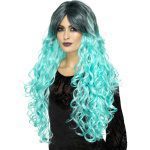 Damen Gothic Glamour Perücke mit dunklem Ansatz | Peruca Glamour Gótica Verde Teal com Raízes Escuras - carnavalstore.de