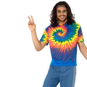 T-shirt teint par nœuds des années 1960 | T-shirt Tie Dye des années 1960 multicolore - carnivalstore.de