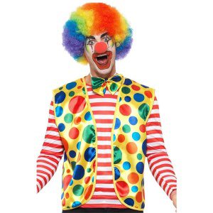 Erwachsene Clown Kit | Clown Kit Geel Met Vest Vlinderdas - carnavalstore.de