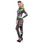 Tag der Toten Kostüm mit Catsuit und Rosenstirnband | Traje do Dia dos Mortos - carnavalstore.de