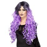 Damen Gothic Glamour Perücke mit dunklem Ansatz | Peluca Gothic Glamour Lila Púrpura - carnivalstore.de