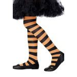 Kinder Mädchen Gesteifte Strumpfhose | Collant Arancio e Nero - Carnivalstore.de