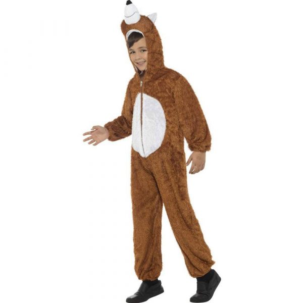 Kinder Unisex Fuchs Kostüm | Fox Costume Brown With Hooded Jumpsuit - carnivalstore.de