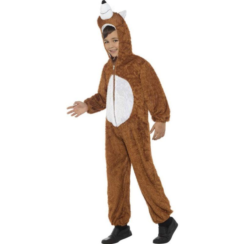 Kinder Unisex Fuchs Kostüm | Fox kostuum bruin met jumpsuit met capuchon - carnavalstore.de