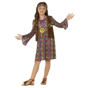 Hippie Kostüm, mit Kleid, Mädchen | Hippie meisje kostuum met jurk - carnavalstore.de