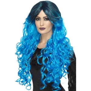 „Gotic Glamour“ perukas elektrinis mėlynas su tamsiu ruožu – carnivalstore.de