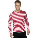 Herren Gestreiftes T-Shirt mit langen Armen | Stripy T Shirt Red With Long Sleeve - carnivalstore.de