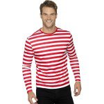 Herren Gestreiftes T-Shirt mit langen Armen | Stripy T-Shirt Rout mat laangen Ärmelen - carnivalstore.de