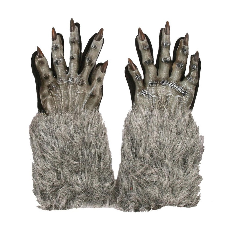 Werwolf Handschuhe Hände Grau |Guantes de hombre lobo grises - carnivalstore.de