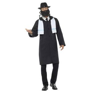 Herren Rabbiner Kostüm | Rabbi Kostüm schwarz mit Jacke Schal Mütze - carnivalstore.de