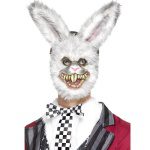 Weißer unisex Hase Maske mit Fell | Masc Coinín Bán - carnivalstore.de