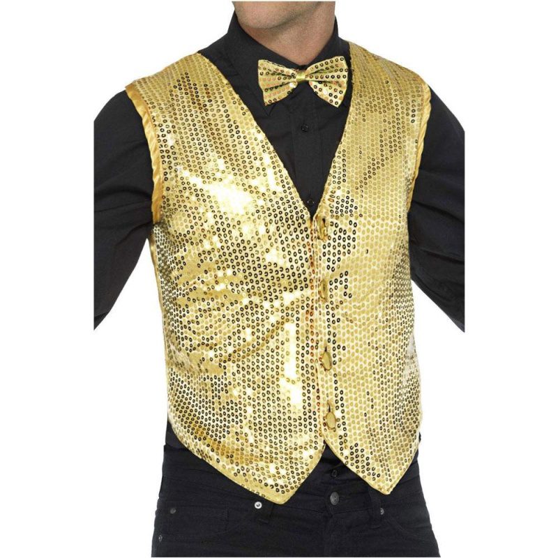 Herren Pailletten Weste | Gilet à sequins doré - carnivalstore.de