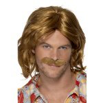 Herren Mittellange und Gewellte Perücke mit Schnurrbart | 70. roky Super Trouper Parochňa Moustache - carnivalstore.de