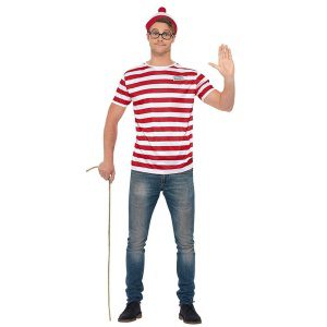 Wo ist Walter Kit med T-Shirt, Hut och Gläser | Unisex officiell Where's Wally Accessory Kit - carnivalstore.de