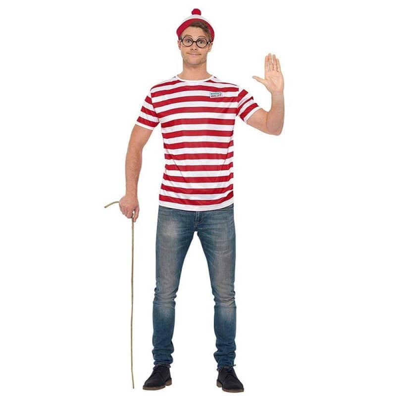 Wo ist Walter Kit mit T-Shirt, Hut und Gläser | Unisex Oifigiúil Cá bhfuil Wally Kit Cúlpháirtí - carnivalstore.de