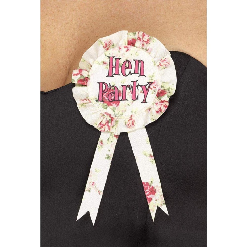 Rozetă vintage pentru petrecerea găinilor | Vintage Hen Party Rosette Pink - carnivalstore.de