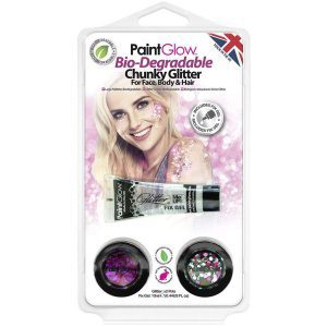 Bio-abbaubarer Chunky Glitter voor Gesicht, Körper & Haar | PaintGlow Biologisch Afbreekbare Chunky Glitter voor Gezicht, Lichaam & Haar - carnavalstore.de