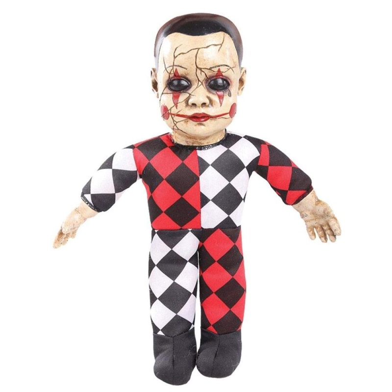 Sezónne vízie Schaurige Horror-Puppe Harlekin so zvukom | Hellequin Haunted Doll - carnivalstore.de
