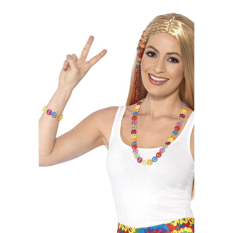 Unisex Hippie Friedenszeichen Set | Hippie Peace Sign Set Flerfärgad - carnivalstore.de