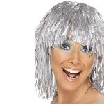 Damen Lametta Perücke | Cyber ​​Lametta Perücke Silber Metallic - carnivalstore.de