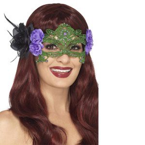 Stickerei Spitze filigranen Masque pour les yeux Hexe | Masque pour les yeux de sorcière en filigrane de dentelle brodée noir - carnivalstore.de