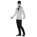 Herren Pailletten Jacke Silber | Sequin Jacket Mens Silver – carnivalstore.de