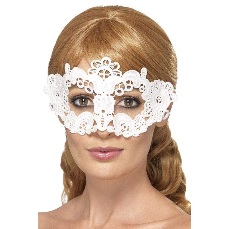 Stickte Spitze filigran Ögonmask | Broderad spetsfiligran blomögonmask - carnivalstore.de