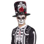 Tag der Toten Totenkopf und Rose Top Hat | Day of the Dead Skull & Rose Top Hat - carnavalstore.de