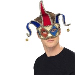 Venezianische Narren-Augenmaske mit Glöckchen | Masque pour les yeux de bouffon musical vénitien - carnivalstore.de