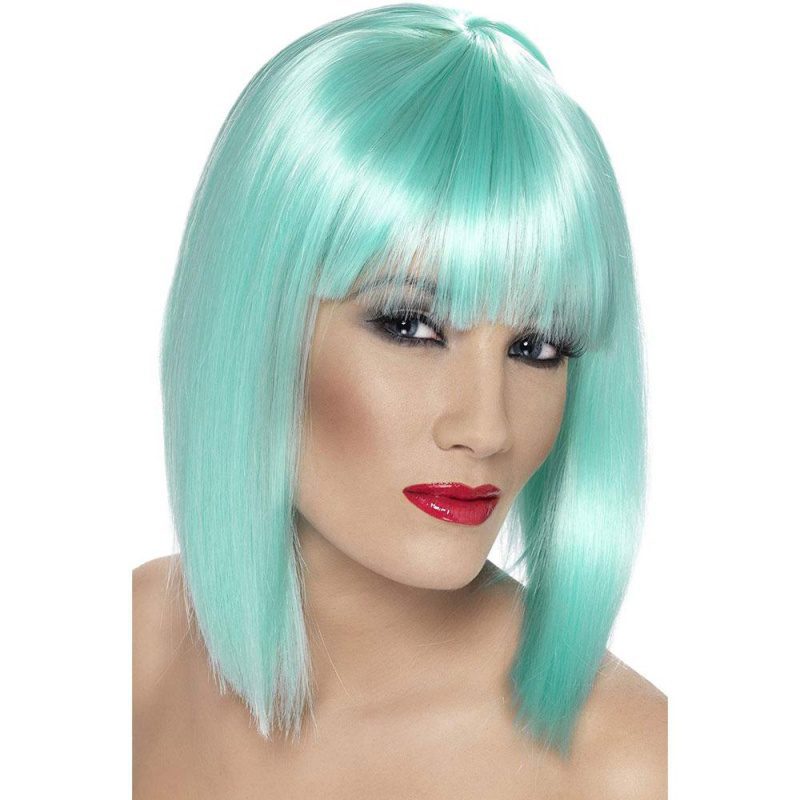 Damen Glamour Perücke | Glam paryk Neon Aqua Kort stump med frynser - carnivalstore.de