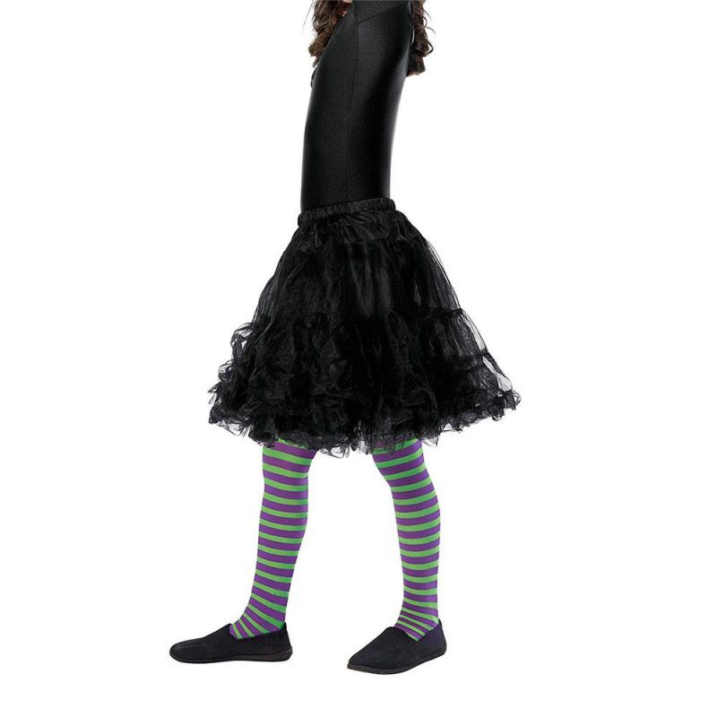 Kinder Mädchen Hexen Strumpfhose Lila und Grün | Wicked Witch Tights Child Green & Purple - carnivalstore.de