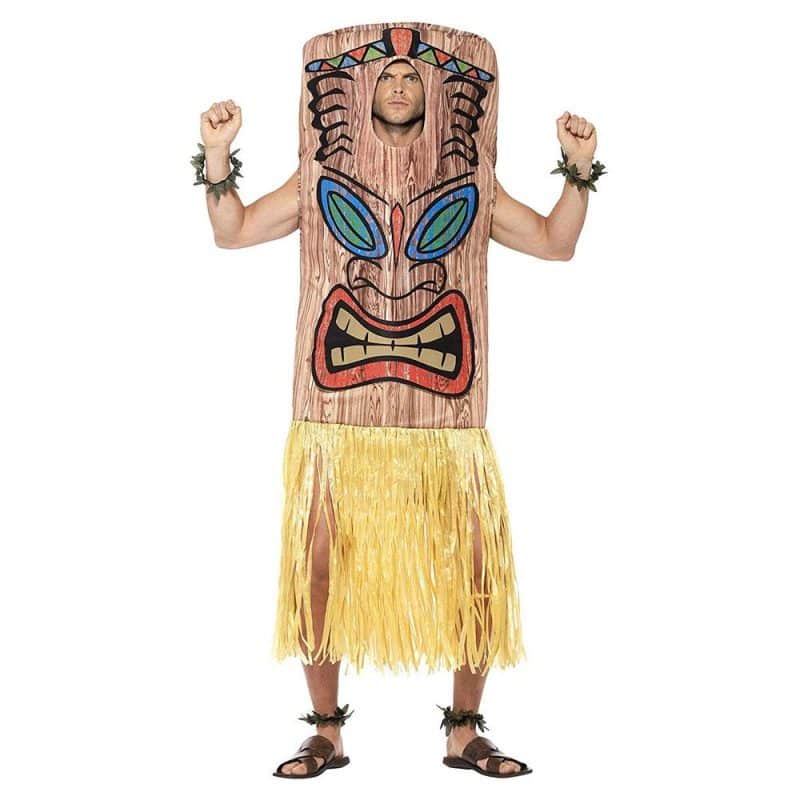 Unisex Tiki Totem Kostüm mit Wappenrock | Tiki Totem Kostüm Braun mit Wappenrock Attache - carnivalstore.de