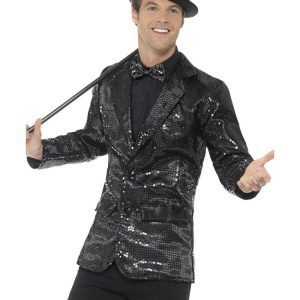 Herren Pailletten Jacke, Schwarz | Paljettjakke Herre Sort - carnivalstore.de