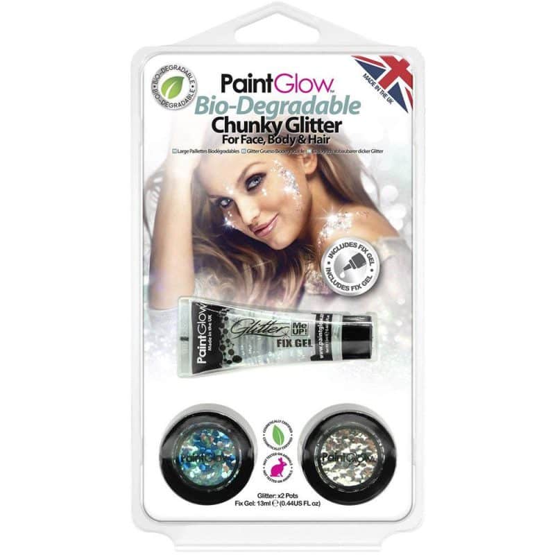 Bio-abbaubarer Chunky Glitter für Gesicht, Körper & Haar | PaintGlow Bio-Degradable Chunky Glitter για Πρόσωπο, Σώμα & Μαλλιά - carnivalstore.de