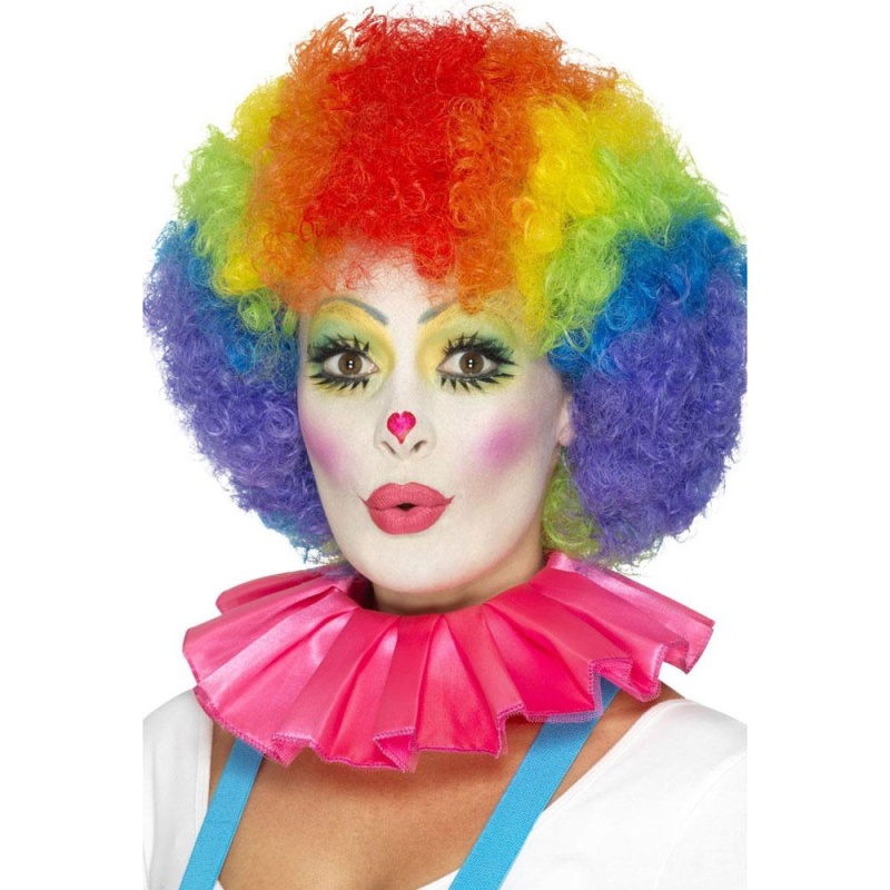Clown Halskrause rosa per Erwachsene | Clown Neck Ruffle Pink - carnivalstore.de