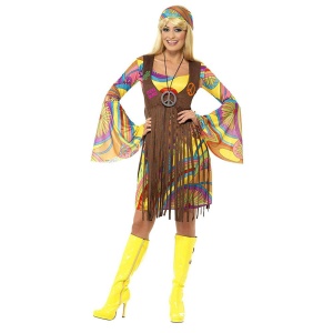 Damen 60er Groovy Lady Kostüm | 1960s Groovy Lady Brown - carnivalstore.de
