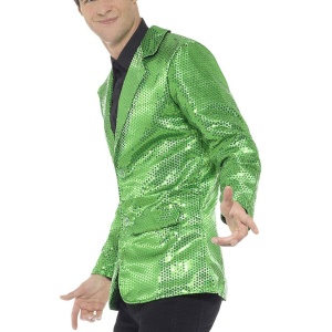 Herren Pailletten Jacke Grün | Sequin Jacket Mens Green - carnivalstore.de