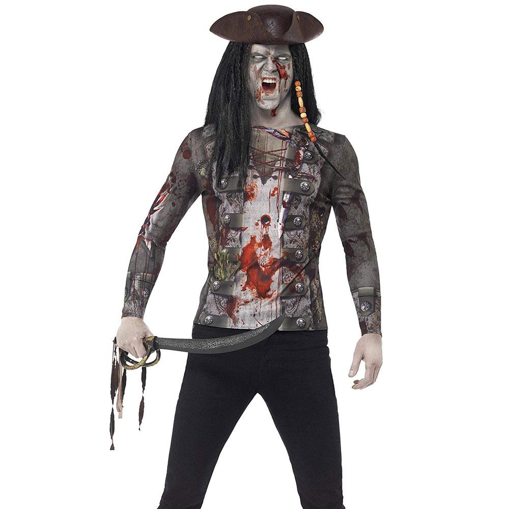 Fantasia Pirata Adulto Masculino Carnaval Halloween Zumbi Terror