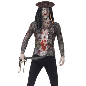 Maglietta pirata Herren Zombie | Maglietta Zombie Pirate Verde - Carnivalstore.de